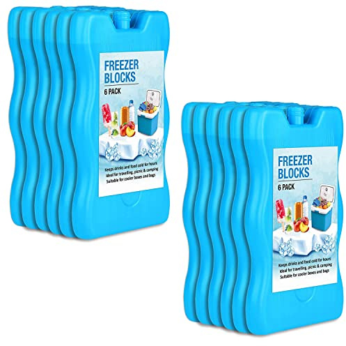 1ABOVE 12PK Freezer Blocks Family Pack for Cool Box Bags Reusable Long Lasting Keeps Food and Drinks Cool Lunch Boxes Outdoor Beach Picnic Camping