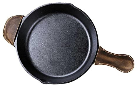 Personalized leather pot holder, SET of 2 leather skillet handle cover case for Lodge cast iron skillet Z03-LP05C