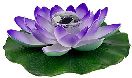 Yeehliny Solar-Licht Lotusblüte - Künstliche Schwimmende Lotusblumen, Pool Laterne für Teich Dekoration (1PC-Blau)