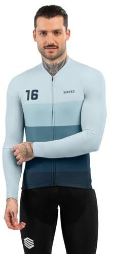 SIROKO - Langärmeliges Radtrikot M2 Focus - L - Marineblau/Hellblau