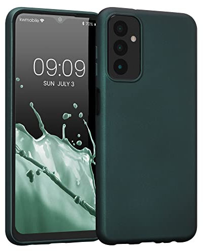 kwmobile Case kompatibel mit Samsung Galaxy M13 Hülle - Schutzhülle aus Silikon metallisch schimmernd - Handyhülle Metallic Petrol