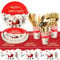 Nkaiso Vajilla de fiesta,141piezas Navidad set de juego de platos y Reutilizable cubiertos, cubertería de cartón, vasos y servilletas, para Navidad - 20 invitados