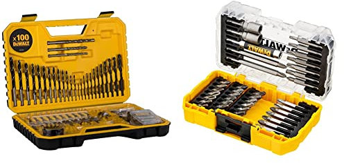 DEWALT COMBINATION DRILL BIT SET 100 PIECE SET DT71563-QZ, Black & DT70702 40 Piece Impact Screwdriver Bit Set + Tough Case Fits TStak Caddy, Black