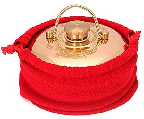 X&Z-XAOY Wärmflasche Aus Kupfer Handwärmer Aus Messing Premium-Wärmesack Mit Deckel Wasser Füllende Wärmflasche Für Schmerzlinderung Fußwärmer (Size : 15CM)