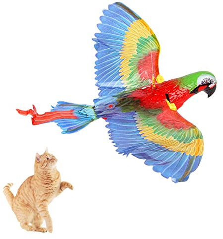 Elektrisches Vogel Spielzeug für Katzen, Interaktives Katzenspielzeug mit hängendem Draht, Fliegender Adler/Papagei Spielzeug für Hauskatze Katzen, Katzenjagdspielzeug zum Spielen und gegen Langeweile