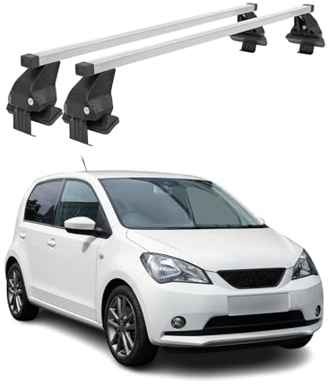 OMAC Dachträger Querträger Stahl für Seat MII 2011-2021 – Abschließbar – City-Crash-getestet – DIN 75302:2019 – ISO/PAS 11154:2006 – Max. 50 kg Silber