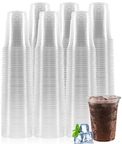 WUHUIXOZ 300 Transparente Partybecher aus Kunststoff (350ml) für Geburtstage, Taufen, Hochzeiten, Weihnachten & Partys - Getränke & Desserts - Stabil & Mehrweg