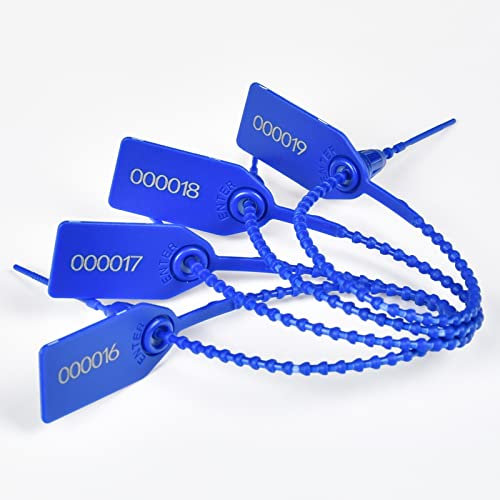 Manipulationssichere Etiketten, Kunststoffversiegelung, blau, nummerierte Kabelbinder für Feuerlöscher, einmalige, selbstbeflockte Etiketten (1000 Stück, dunkelblau)