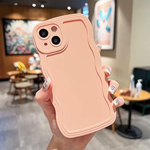Emlivi Compatible iPhone 13 Mini Case, Curly Wave Frame Soft Silicone TPU Bumper Shockproof Protective Case for Men Girls, Pink
