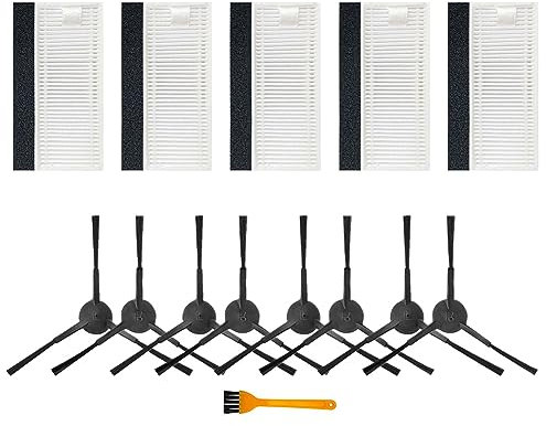 Kit di 14 filtri laterali per robot aspirapolvere Tikom G7000, 5 filtri HEPA, 8 spazzole laterali, 1 spazzola per la pulizia