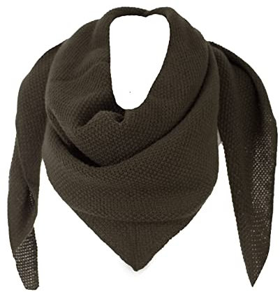 stylx Damen XXL Strick Dreieck Schal mit Reiskorn Strickmuster in Unifarben, Schal, Leichtes Tuch (khaki)