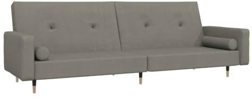vidaXL Schlafsofa 2-Sitzer, Schlafcouch mit 2 Kissen, Gästebett mit Holzrahmen, Sofabett Tagesbett Couch Sofa Ausziehbar, Hellgrau Samt