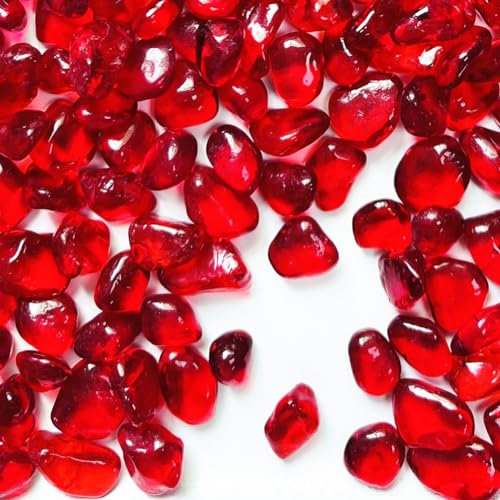 Rote Aquarium-Glassteine für Aquarien, Dekoration, Aquarium-Kies, Aquarium-Kies, Glassteine, Perlen, Kieselsteine, Sand, für Vasenfüller, Fischschildkröte, Aquarium-Dekorationen