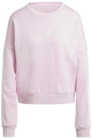 adidas Femme Essentials 3-Stripes French Terry Sweatshirt, Clear Pink/White, L