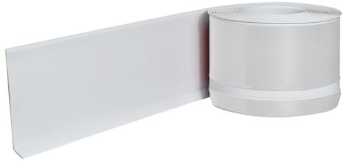 Zócalo recortable a medida, parte trasera autoadhesiva, zócalo suave de PVC, para cocina y baño, cinta de sellado flexible para juntas plegable, 12 metros, tira flexible (blanco)