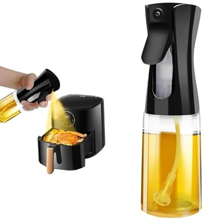 Genérico spray Pulverizador 220ml atomizador de aceite de oliva para cocinar o vinagre, cristal rellenable, con salida en difusor, para cocinar en freidora de aire, barbacoa.