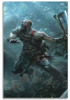 RIOEPURRT Metallposter God of War, Kratos, dekoratives Gemälde, Leinwand, Wandposter und Kunstdruck, moderne Familienschlafzimmer-Dekoration, Poster, 20 x 30 cm