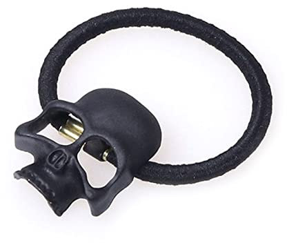 Woedpez Halloween-Pferdeschwanz-Halter, Totenkopf-Haargummi, Totenkopf-Haargummis, elastische Bänder, Punk-Haargummis, Schwarz