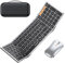 ProtoArc Foldable Keyboard and Mouse Combo, Folding Bluetooth Keyboard Mouse for Travel, 2.4G+Dual Bluetooth, Full-Size Rechargeable Portable, QWERTY UK Layout - Silver & Black