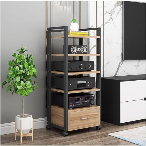 Multifunktions-Audio-Regal mit Schublade für Zuhause/Büro/DJ-Eck-CD-Ständer, Komponentenschrank, Stereo-Turm, offenes Aufbewahrungsregal (60 x 40 x 120 cm)
