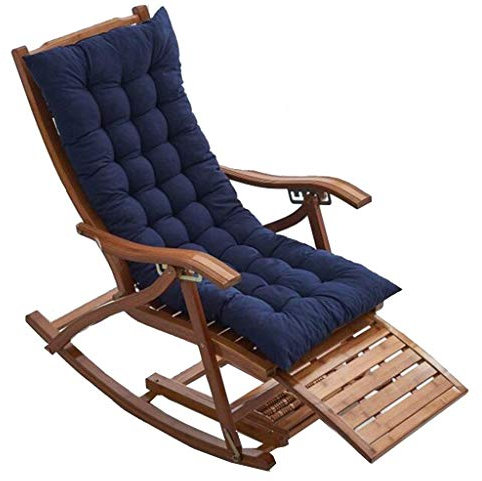 GLFNB Sonnenliegen, Campingstühle, Gartenliegen, Klappstuhl, zusammenklappbarer Bambus-Liegestuhl, 5-Fach Verstellbarer Schaukelstuhl, Wattepad und Fußmassage, Garten-Sonnenliege, Holzfarbe + rote
