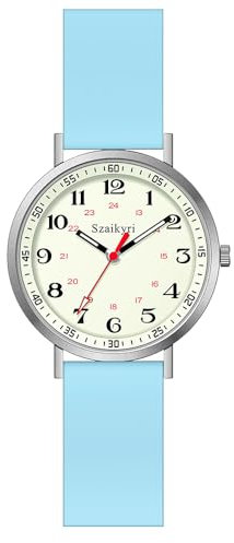 Szaikyri Krankenschwester Armbanduhr Für Frauen, Medizinisches Fachpersonal Und Studenten Mit Leuchtend Leicht Lesbarer Militär-Uhr Zeitscheibe Unisex Sportuhren Wasserdicht (Sky Blue)