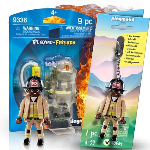 PLAYMOBIL 70649 Schlüsselanhänger Feuerwehrmann 9336 Feuerwehrmann: Action für unterwegs und heldenhafte Abenteuer zuhause!