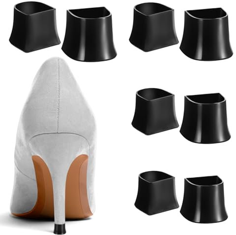 8 PCS Heel Stoppers, Black High Heels Protectors for Stiletto Shoes, Non-Slip Stiletto Cover Heel Cap Protectors Replacement for Grass Wedding Gravel Wetlands Outdoor Events (XXS,XS,S,M)