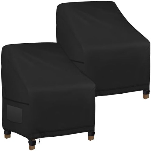 Housse de Chaise de Jardin 2 pièces, Housse pour Fauteuil 35.04 W x 38.19 D x 29.13 H, Housse de Protection pour chaises Extérieur, Tissu Oxford 600D Imperméable, bâche pour chaises de Balcon