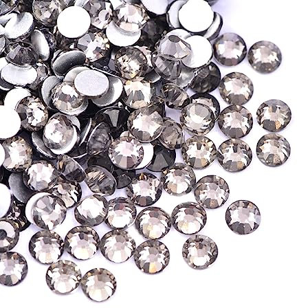 1440pcs Kristalle Flacher Strasssteine, Glas Glitzersteine, Runde Diamant zum Basteln, Hotfix Kristall Rhinestones für Nagelkunst Kleidung Schuhe DIY Handwerk Geschenk,Transparentes Grau 1.9mm