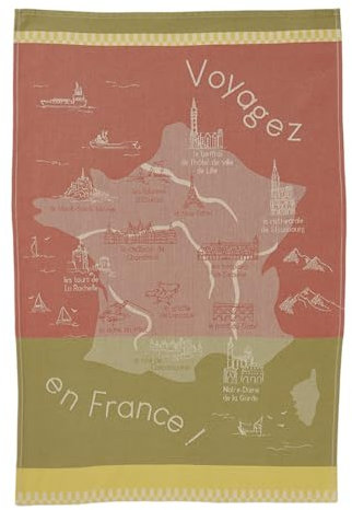 Coucke Geschirrtuch, Bedruckt, aus Baumwolle, 50 x 75 cm, Les Monuments de France