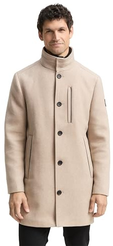 TOM TAILOR Herren 1048486 2-in-1 Wollmantel mit abnehmbarer Innenjacke
