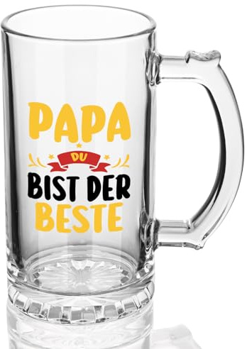 Joymaking Bierglas Geschenke für Papa, Papa Geschenk, Vatertagsgeschenk, Vater Sohn Geschenke Sohn Tochter Bierkrug 0,5L
