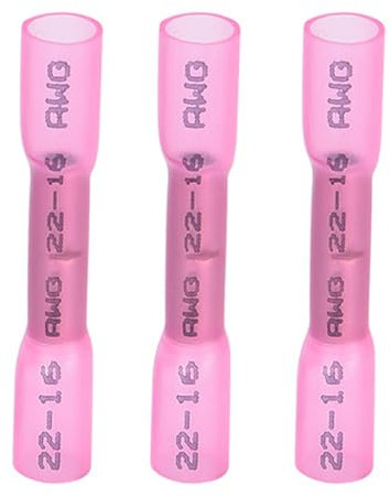 50 Pezzi Connettori Elettrici Termorestringenti Rosso, Impermeabili, per Cavi 22-16 AWG, Terminali Morsetti per Cavo Elettrico 0.5-1.5mm² per Impieghi Automobilistici e Marittimi ﻿ ﻿