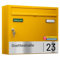 AL Briefkasten Systeme Basic-Line 1er Briefkasten personalisiert mit Namen Schild Straße und Hausnummer - Postkasten Gelb modern mit Gravur wetterfest Wandbriefkasten Zaunbriefkasten