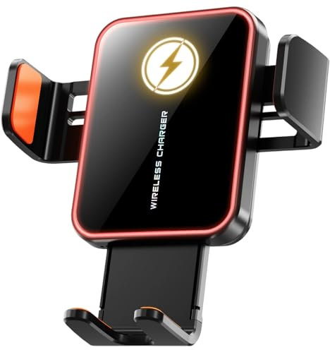 DmDoyy 15W Support Telephone Voiture Induction 【Serrage Automatique】, Chargeur Induction Voiture sans Fil avec QC 3.0 Chargeur Adaptateur Rapide, Rapide Chargeur Induction Voiture, Grille D'aération