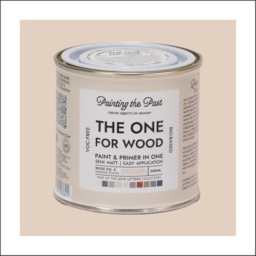 The One for Wood Paint & Primer 250ml Beige No. 5 Making Plans | Semi Matt Finish, Bio-Based & VOC-Free Formula for Wooden Furniture & Surfaces | Durable & Easy Indoor Home Decorating