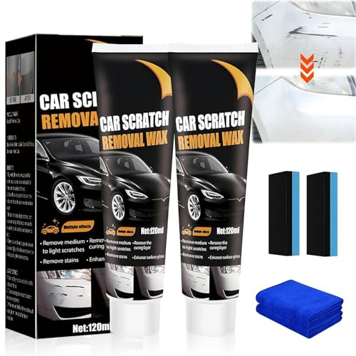 2Set Car Scratch Remover, Scratch Remover for Vehicles, Car Scratch Repair Paste, Removes Deep Car Scratch, Quick Car Paint Scratch Repair with Wipe and Sponge, Easy to Repair Paint