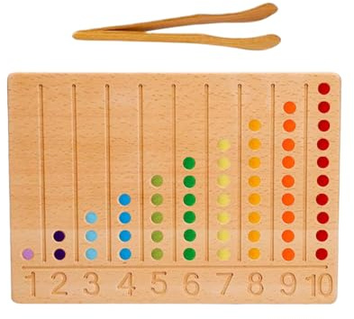 Wuvfojca Zählspiele | Pädagogischer Holz Abakus für Vorschule | Kinder Steckperlen Brettspiele,Für Homeschooling, Kindergarten, Klassenzimmer, Reisen, Weihnachten, Geburtstag, Feiertag