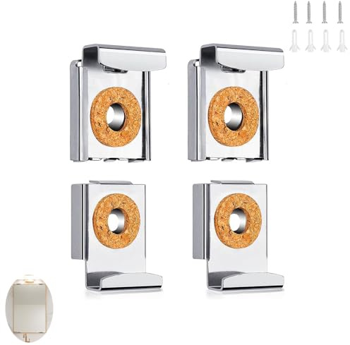 4 PCS Mirrors Clips,Frameless Mirror fixings, Mirror Brackets, for Bathrooms Living Rooms Walls Toilets Door Door Safe Reliable
