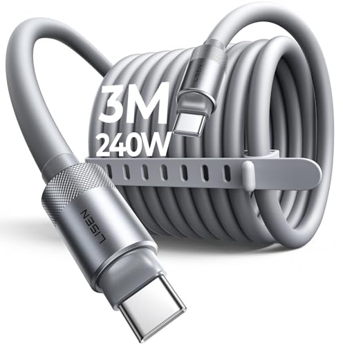 LISEN 240W USB C Kabel 3M Silikon Schnellladekabel USB C auf USB C Kabel, Chubby PD 3.0 Schnellladekabel USB C für iPhone 17 16 15,Switch,Samsung Galaxy S25,Pixel,MacBook,iPad,Xiaomi