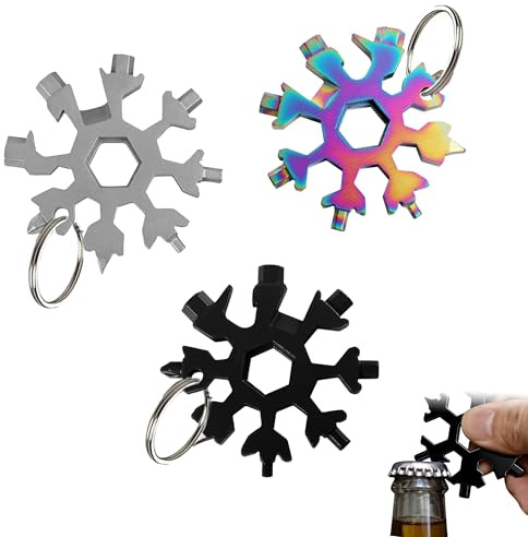 3 Stück Multitool Schlüsselanhänger, Multitool Werkzeug, 18-In-1 Snowflake Multitool, Multifunktionaler Werkzeug Schlüsselanhänger, Mini Multitool Keychain, Handwerker Geschenke,Messer & Werkzeuge