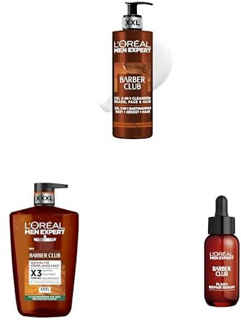L'Oréal Men Expert Barber Club XXL 3-in-1 Bartshampoo, Aftershave Serum, Duschgel für Männer