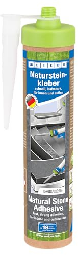 WEICON Green Tube Natursteinkleber, weiß, 280 ml | Für alle Steinarten, Steinkleber, für Innen & Außen, 100% recycelbare Pappkartusche, wiederverwendbar