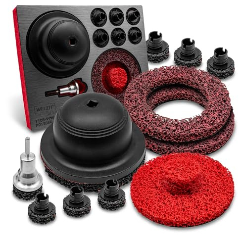 WELZH Aluminium Wheel Hub Cleaning Service Kit Brake Disc Surface Preparation Tool 150mm Hub 90mm Centre Open Pore Abrasive Quick Change Pads Rust Corrosion Removal Professional Workshop Use 7106-WW