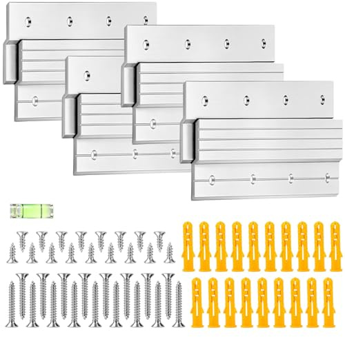 ddckj 4 par franska klossar fästen slitstarka 15 cm (6 tum) fransk klot bildhängare 27 kg aluminium Z-klämmor med bubbelnivå för att hänga speglar, bild, hylla, whiteboard, konst, ramar, skåp