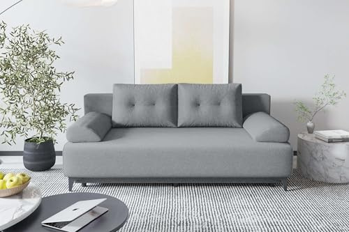 99rooms Fiora Couch Schlafsofa Sofa Strukturstoff Neve Asche
