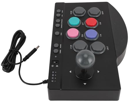 Cuifati Arcades Joystick, Fighting Stick Controller mit USB-Anschluss, Makro-Dual-Modus, 8 Große Tasten und Gummi-Handauflage für Box PC 7 8 10