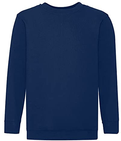 Fruit of the Loom Unisex Kids Set-In Classic Set-In Long Sleeve Sweater, Blue (Marineblau), 14/15 years