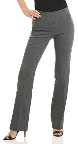 Rekucci Pantalon Femme Chic et Elegant, Pantalon Ultra Confort pour Femme, Coupe Semi-évasée (40, Gris Charbon)
